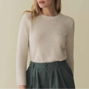 Doen Gidea Cashmere Crewneck Knit Sweater Pullover Dogwood Cream Beige Ivory